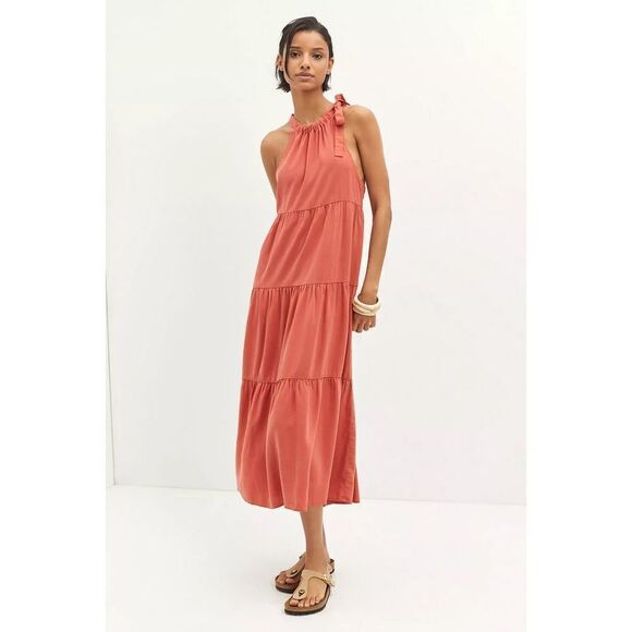 Anthropologie -Cloth & Stone Tiered Halter Midi Dress - Picture 1 of 7